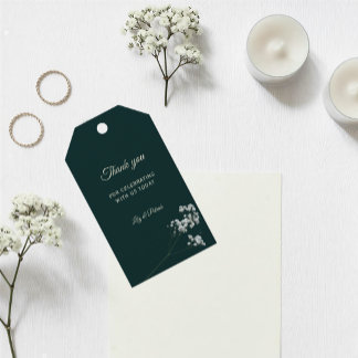 Étiquettes-cadeau Élégant mariage au baby's breath vert émeraude