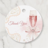 Étiquettes Cadeau Élégant Mariage avec Perles & Prosecco (Devant)