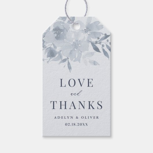 Étiquettes-cadeau Elégant Mariage bleu bleu bleu bleu floral (Devant)