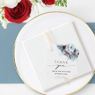 Étiquettes Cadeau Elégant Mariage bleu Bourgogne et rouge floral