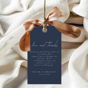 Étiquettes-cadeau Elégant Mariage bleu marine