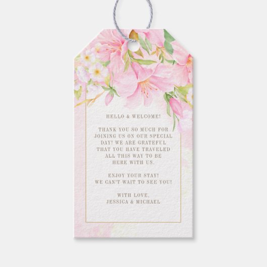 Étiquettes-cadeau Elégant Mariage d'aquarelle Floral Monogram (Devant)