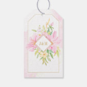Étiquettes-cadeau Elégant Mariage d'aquarelle Floral Monogram (Dos)