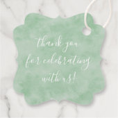 Étiquettes Cadeau Élégant Mariage d'aquarelle verte (Dos)