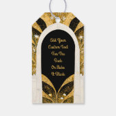 Étiquettes-cadeau Elégant Mariage d'arcade Art déco noir et or (Dos)