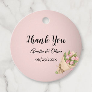 Étiquettes Cadeau Élégant Mariage de Bouquet Tulipes Roses