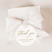 Étiquettes Cadeau Élégant Mariage de calligraphie or Merci