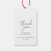 Étiquettes-cadeau Élégant Mariage de calligraphie simple Merci (Devant)