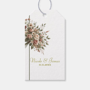 Étiquettes-cadeau Élégant mariage de coin floral vert olive et blanc