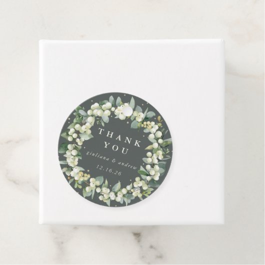Étiquettes Cadeau Elégant Mariage de courge vert Snowberry+Eucalyptu (En situation)