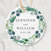 Étiquettes Cadeau Elégant Mariage de couronnes botaniques feuillues (Devant)