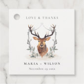 Étiquettes Cadeau Élégant Mariage de crête florale de cerf mou (Devant)