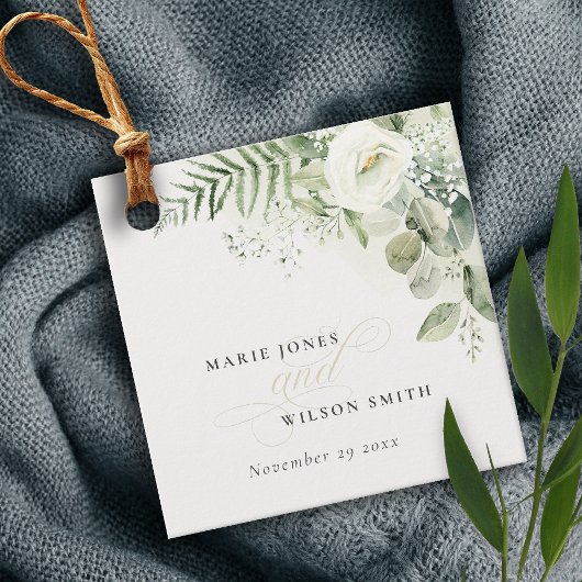 Étiquettes Cadeau Elégant Mariage de feuillage de Ferne Eucalyptus