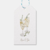 Étiquettes-cadeau Elégant Mariage de lunettes de champagne aquarelle (Devant)