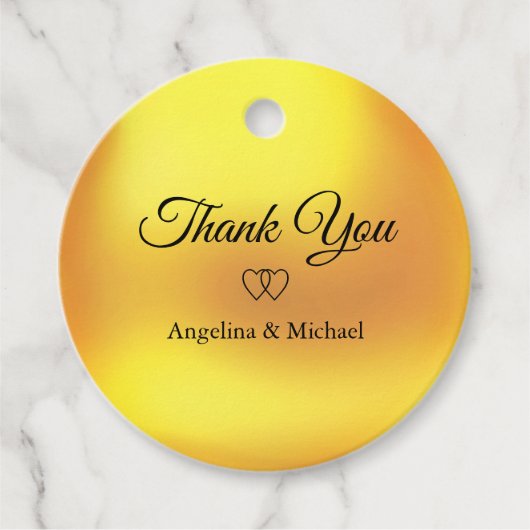 Étiquettes Cadeau Élégant Mariage de Merci d'or (Devant)