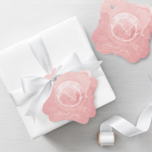 Étiquettes Cadeau Élégant Mariage de monogramme couleur rose pâle
