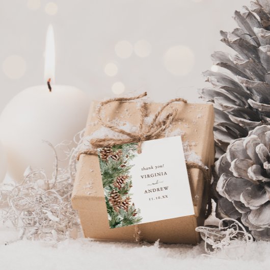 Étiquettes Cadeau Élégant Mariage de pin