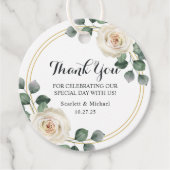 Étiquettes Cadeau Élégant Mariage de rose blanche moderne (Devant)