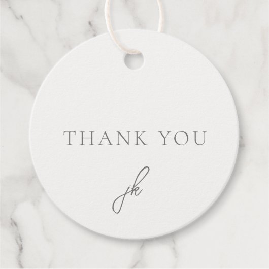 Étiquettes Cadeau Élégant Mariage de script gris (Devant)