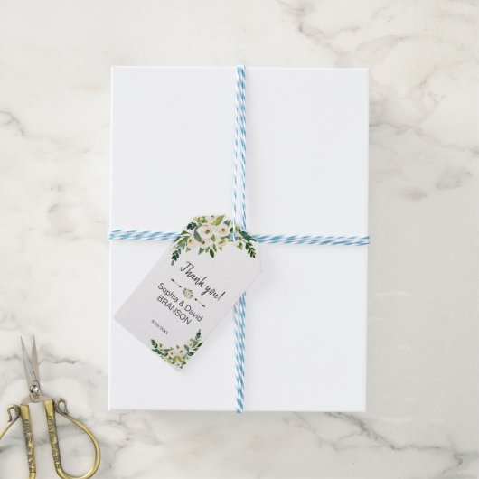 Étiquettes-cadeau Élégant Mariage d'écriture manuscrite florale en f (Avec de laficelle)