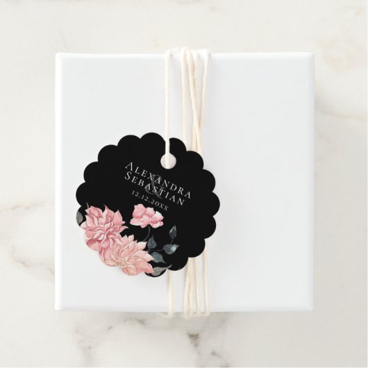 Étiquettes Cadeau Elégant Mariage floral aquarelle (En situation)