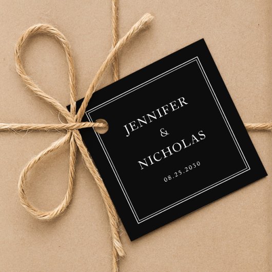 Étiquettes Cadeau Élégant Mariage Formel Noir