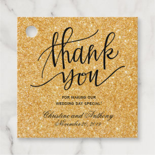 Étiquettes Cadeau Elégant Mariage Merci Gold Parties scintillant lum