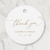 Étiquettes Cadeau Élégant Mariage Merci or (Devant)