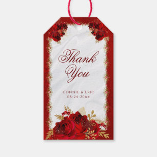 Étiquettes-cadeau Élégant Mariage Merci rouge or