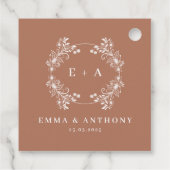Étiquettes Cadeau Élégant Mariage Monogram Terracota (Dos)