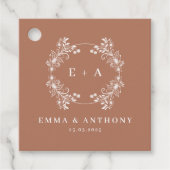 Étiquettes Cadeau Élégant Mariage Monogram Terracota (Devant)