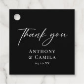 Étiquettes Cadeau Élégant Mariage noir (Devant)