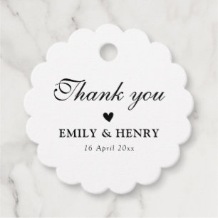 Étiquettes Cadeau Élégant mariage noir et blanc