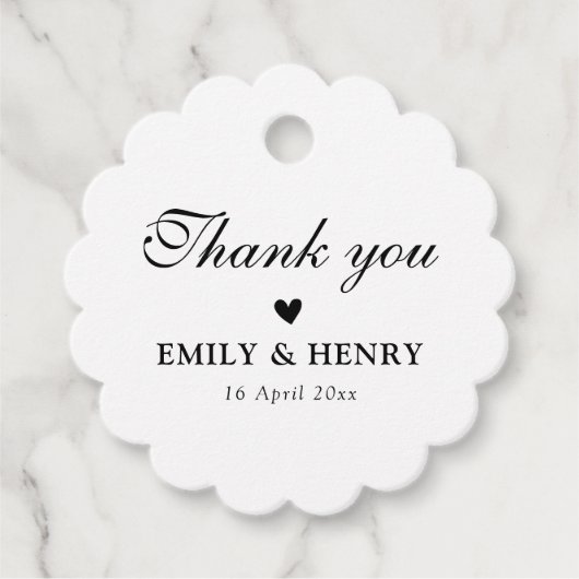 Étiquettes Cadeau Élégant mariage noir et blanc (Devant)