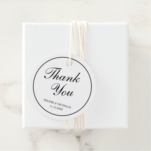 Étiquettes Cadeau Élégant Mariage noir et blanc élégant (En situation)