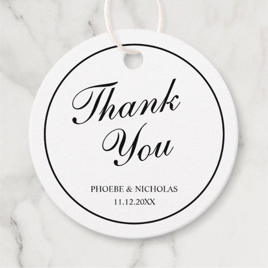 Étiquettes Cadeau Élégant Mariage noir et blanc élégant (Devant)