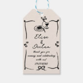 Étiquettes-cadeau Elégant Mariage noir rétro tiré à la main (Devant)