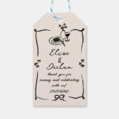 Étiquettes-cadeau Elégant Mariage noir rétro tiré à la main (Dos)