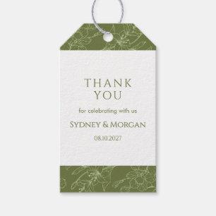 Étiquettes-cadeau Élégant Mariage végétal floral Sage vert