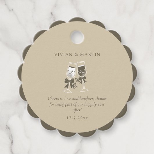 Étiquettes Cadeau Élégant Mariage vert sable (Devant)