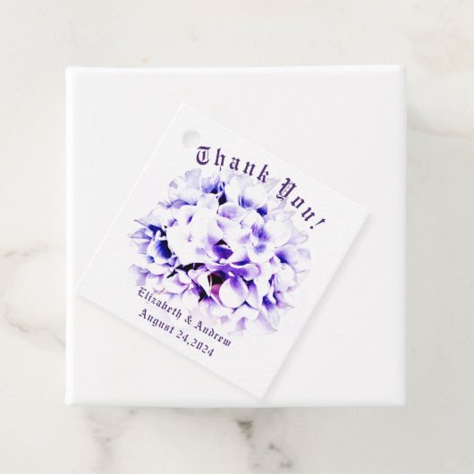 Étiquettes Cadeau Élégant Mariage Violets (En situation)