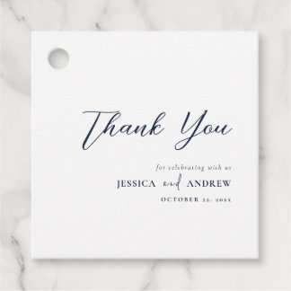 Étiquettes Cadeau Elégant Marine bleu & blanc Simple Mariage