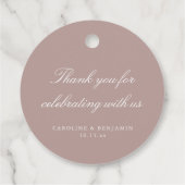 Étiquettes Cadeau Elegant Mauve Script Wedding Custom Thank You (Dos)