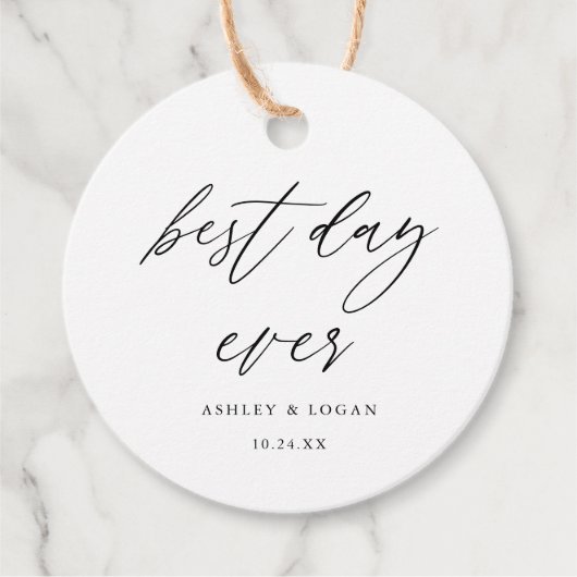 Étiquettes Cadeau Élégant meilleur jour jamais Mariage (Devant)