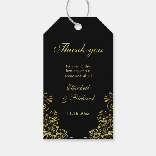 Étiquettes-cadeau Élégant Merci Black Gold (Devant)