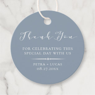 Étiquettes Cadeau Elégant Merci bleu Dusty