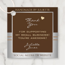 Élégant Merci Brown et Silver Small Business