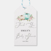 Étiquettes-cadeau Élégant Merci Citrouille Turquoise (Devant)