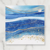 Étiquettes Cadeau Elégant Merci d'aquarelle bleu et or (Dos)