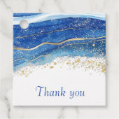 Étiquettes Cadeau Elégant Merci d'aquarelle bleu et or (Devant)